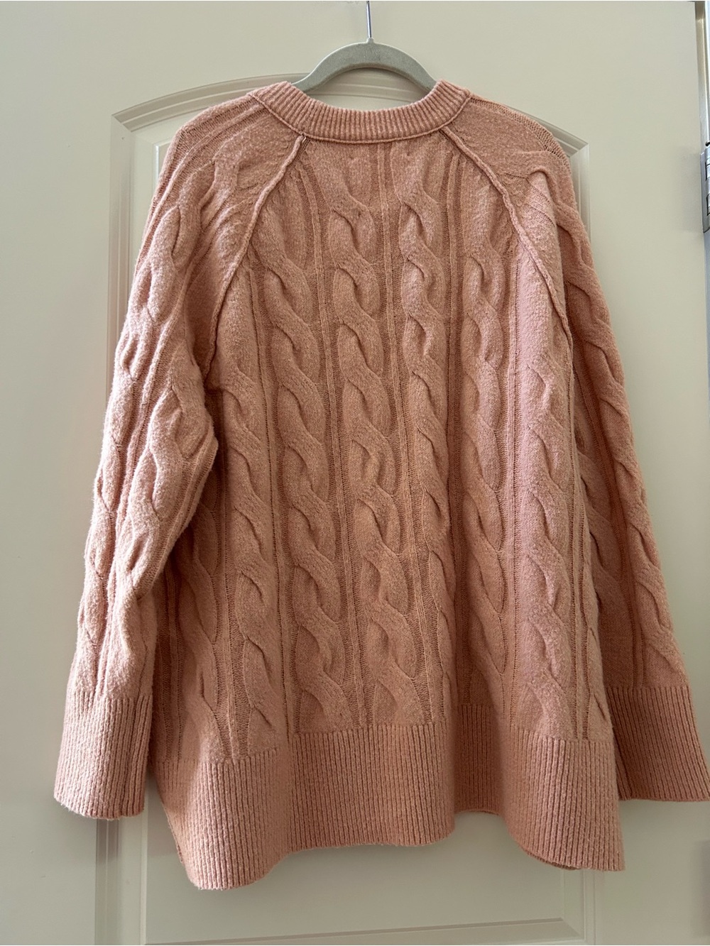Aerie Unreal Cable Crew Sweater. Oversized. Slouchy. Dusty pink. Cozy. Lounge. M - Picture 4 of 9